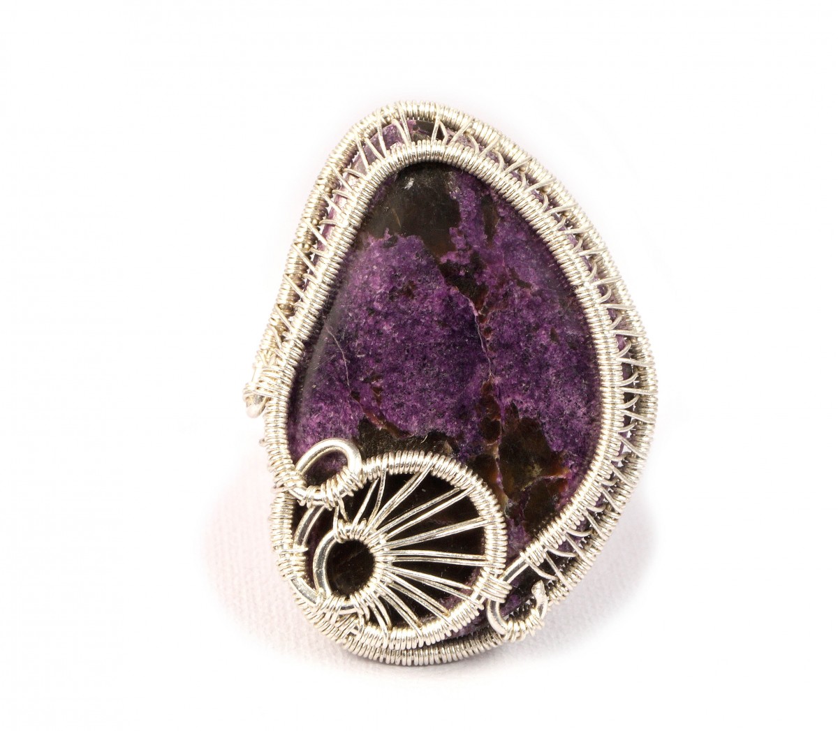 Purpuryt, Srebrny pierścionek z purpurytem, ręcznie wykonany, prezent dla niej, prezent dla mamy, prezent urodzinowy, biżuteria autorska